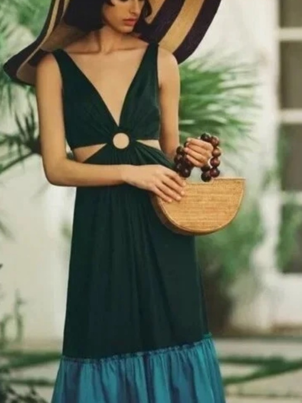 Anthropologie x Geisha Designs Flounced Cut-Out Maxi Dress sz 0 - Picture 4 of 10